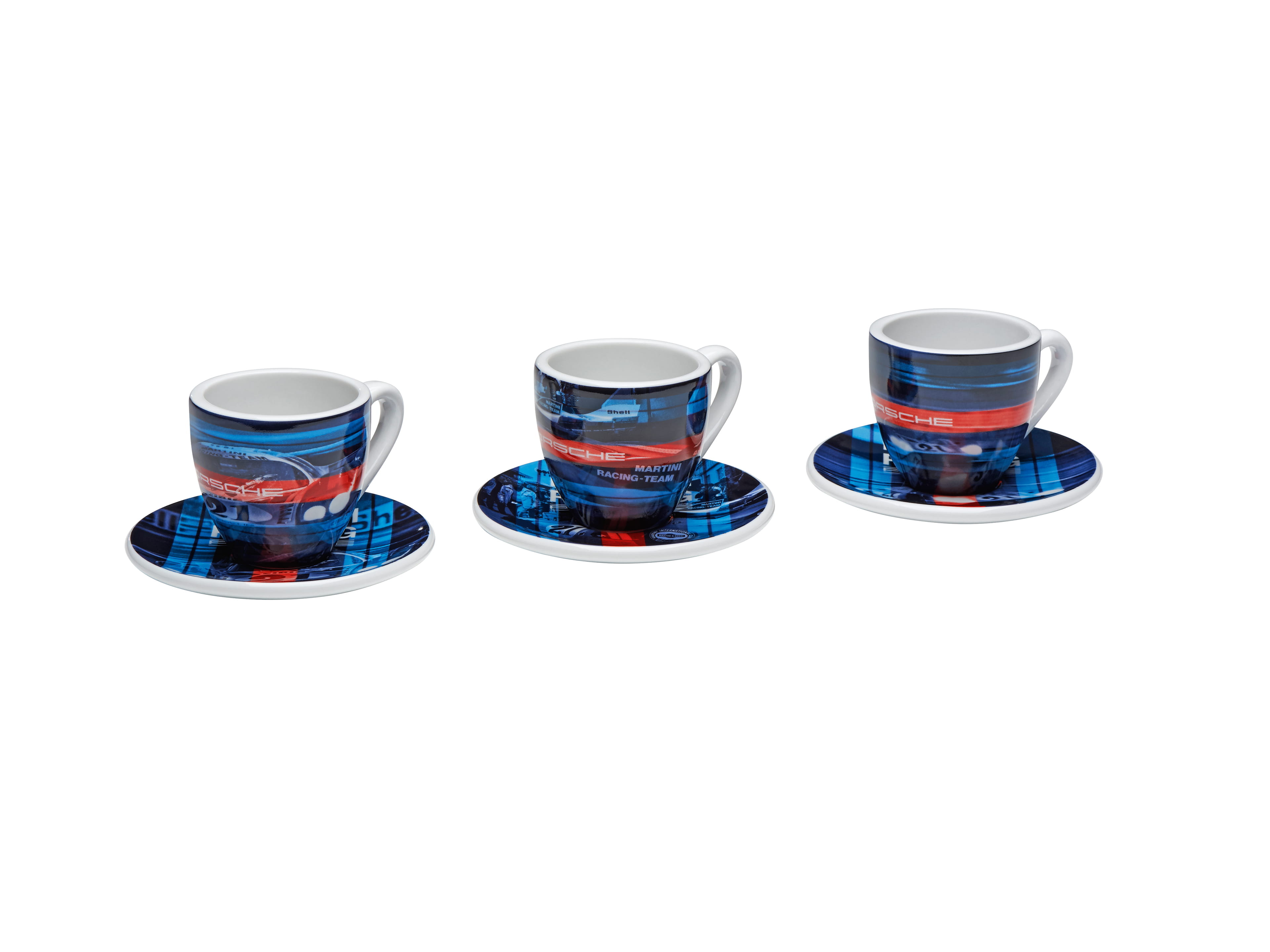 Martini Racing Espresso Cups in Blue 3 QTY